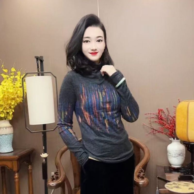 【峰姐优品】16999【NY】定位花针织长袖半高领衫
