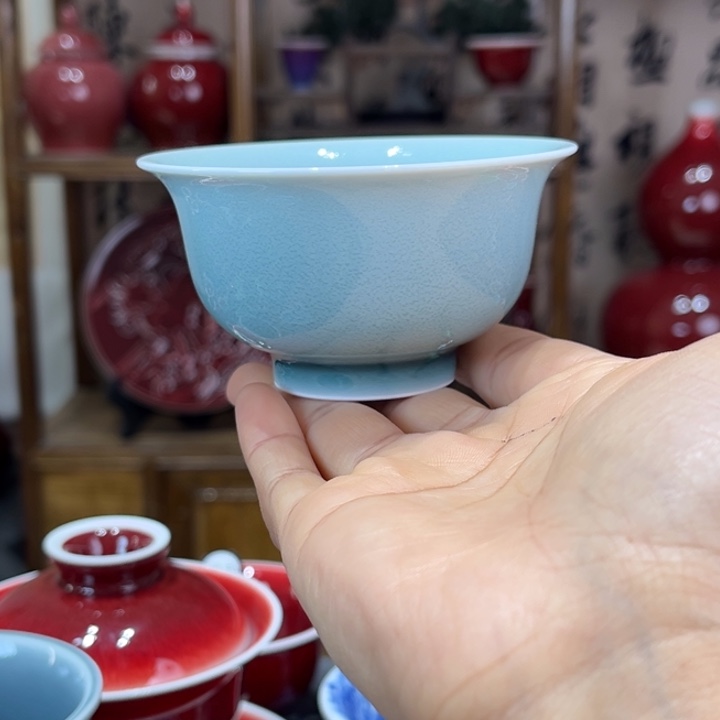 景德镇陶瓷浅行窑窑水墨色压手杯