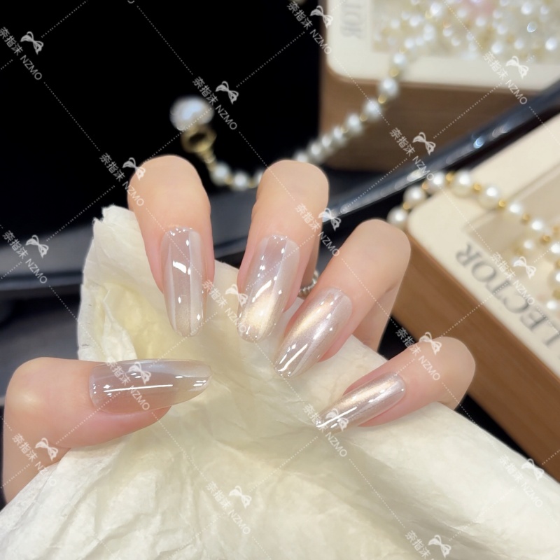 【白月光】清透日常显白电镀穿戴甲简约设计美甲