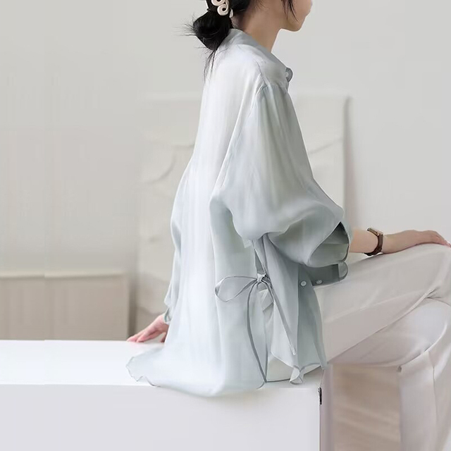 夏季2025新款独特别致绝美上衣薄款冰丝透气雪纺防晒衣衬衫外套女