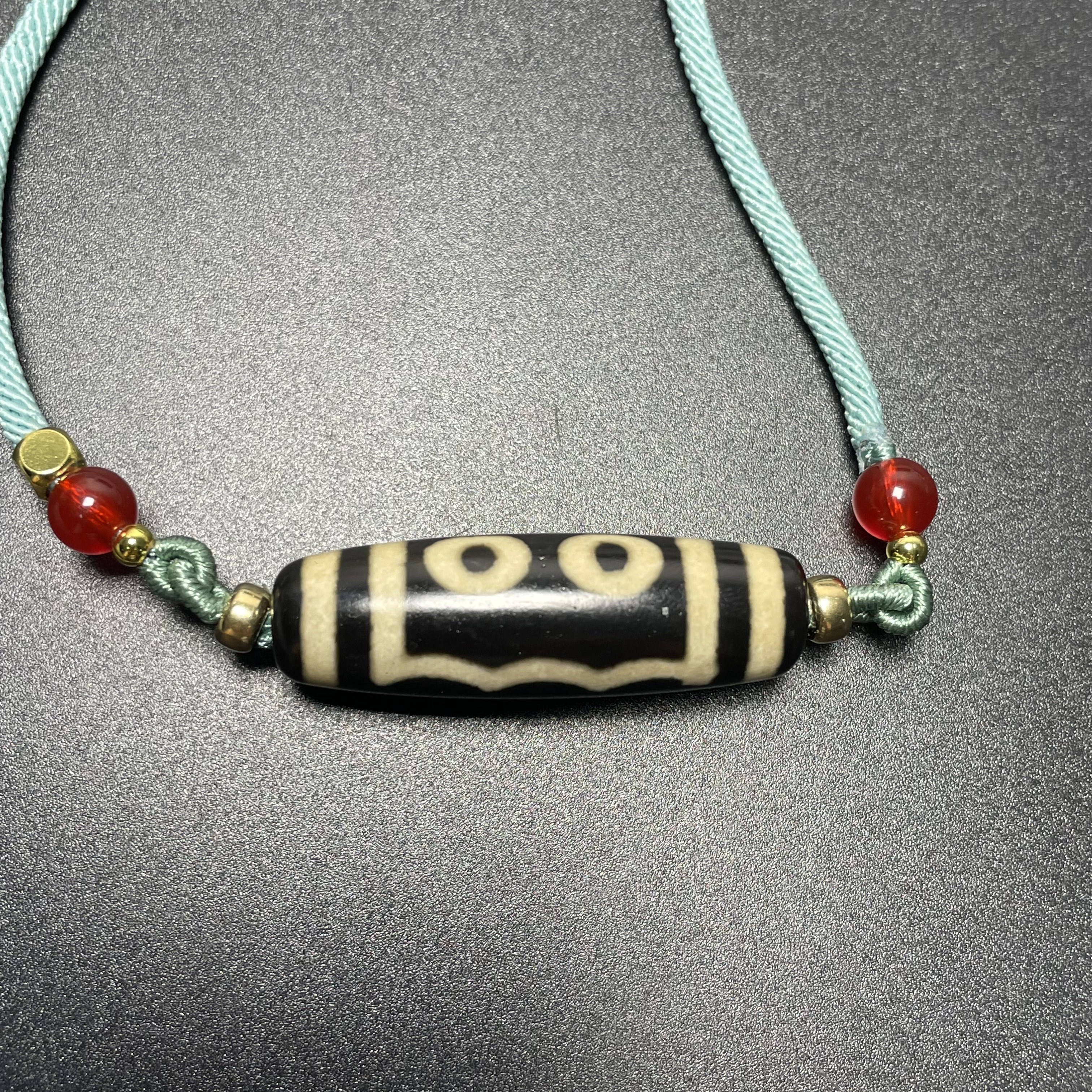 【古珠】二十世纪玛瑙珠，五眼，2411200356