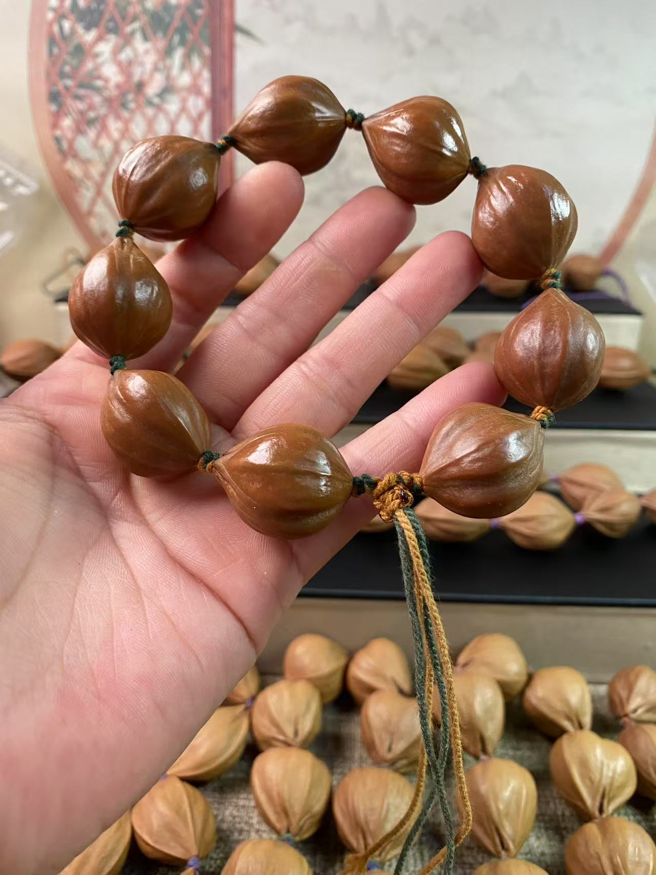 橄榄核2.2原皮手串4花