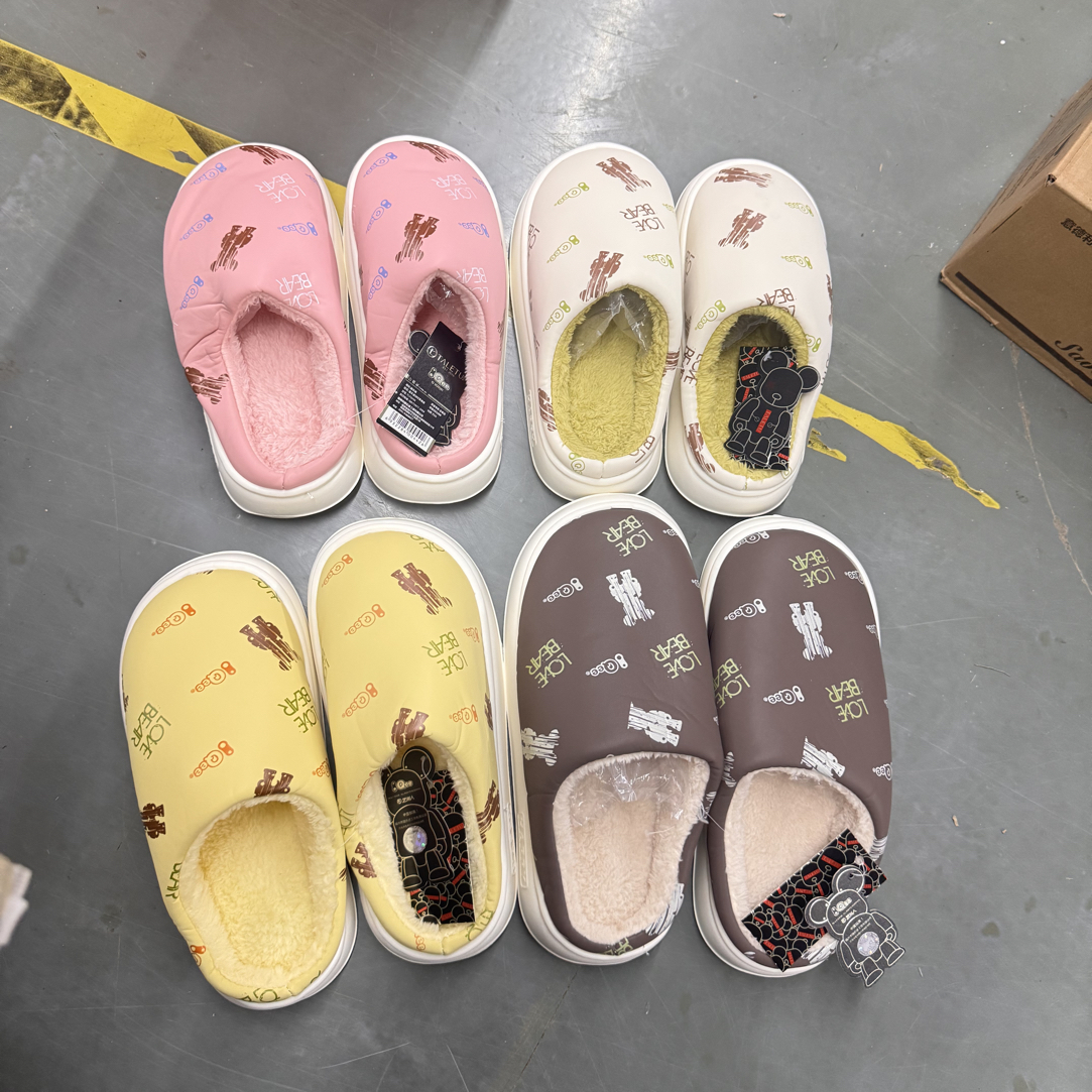 小熊棉拖冬季男女款防水防滑