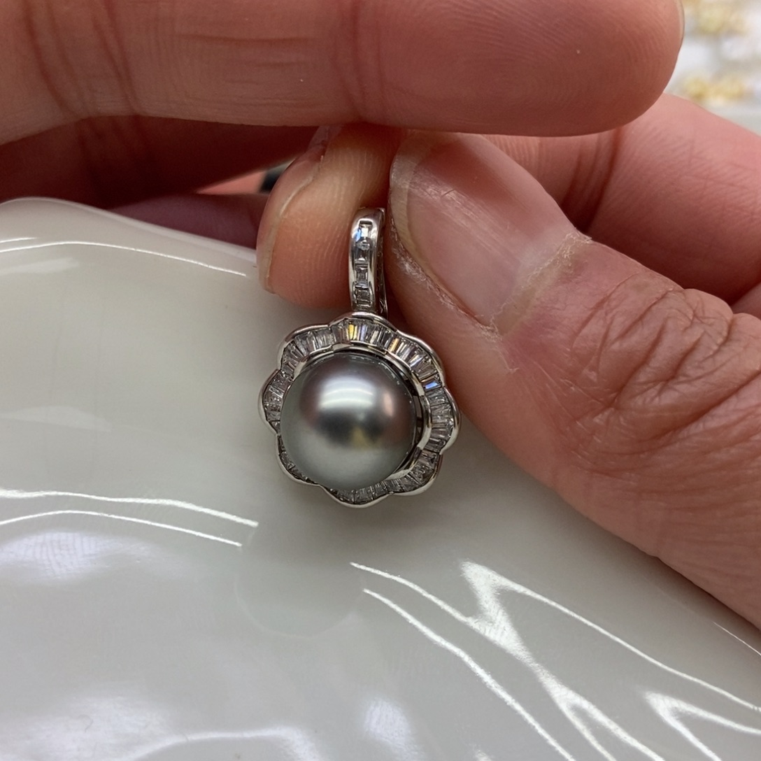 海水珍珠吊坠(不含链)银S925镶嵌