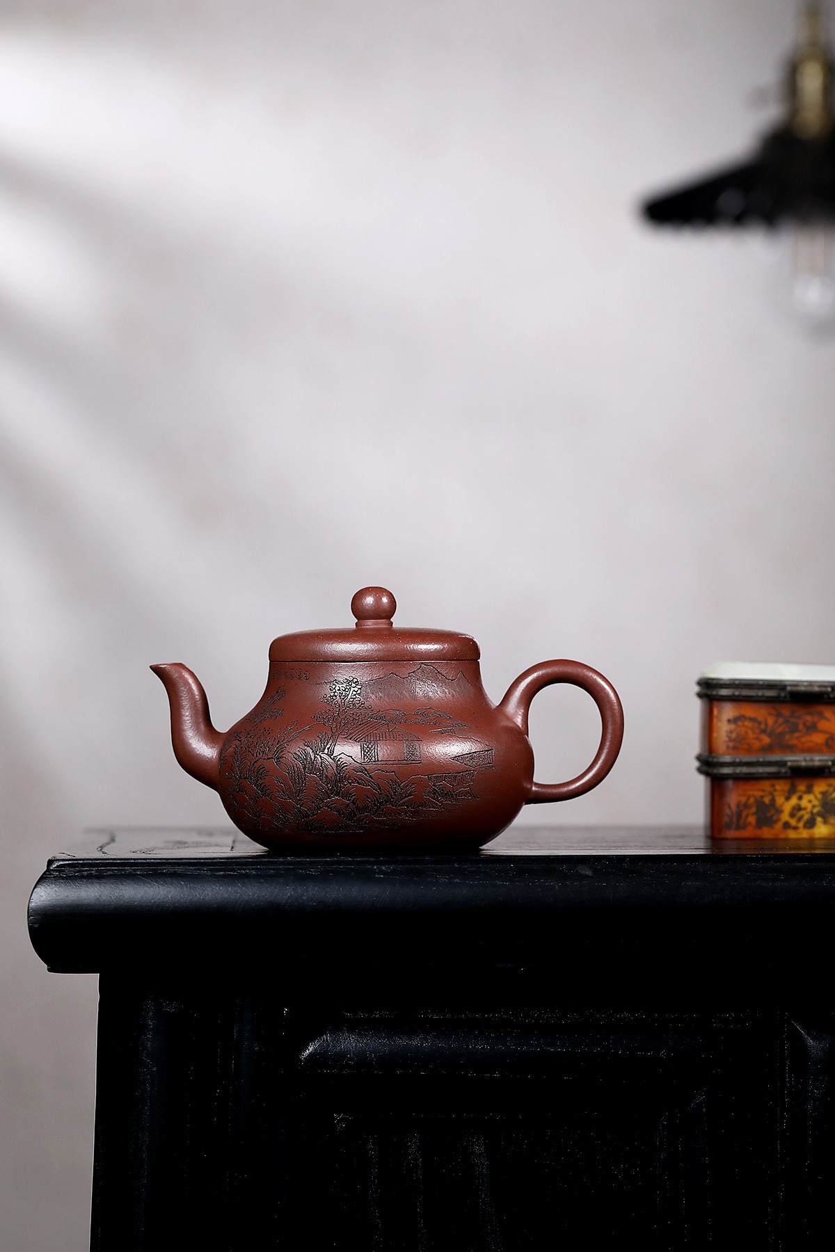 君德260毫升原矿底槽清国工手刻宜兴紫砂壶