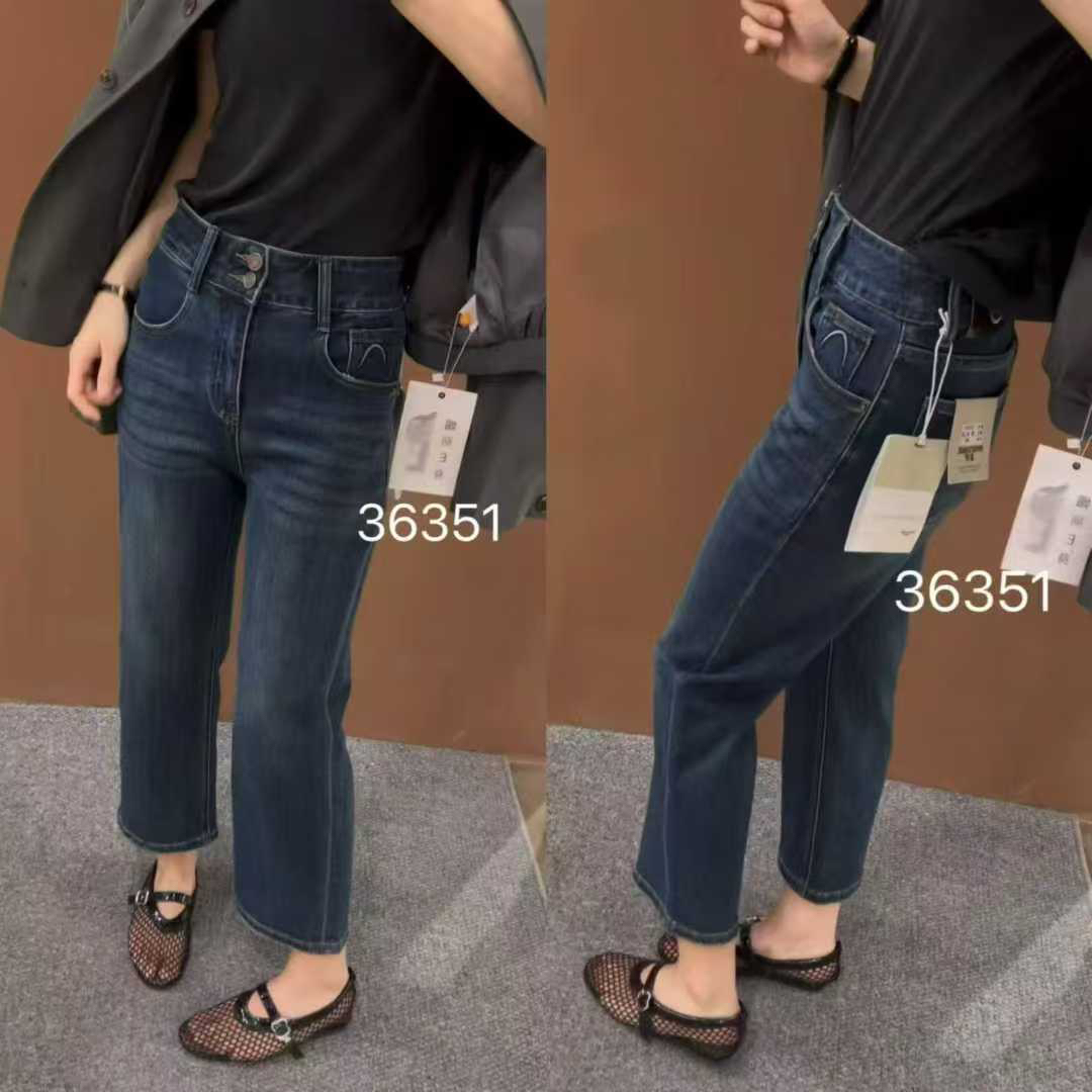 早秋新款高腰显瘦直筒九分牛仔裤适合小个子