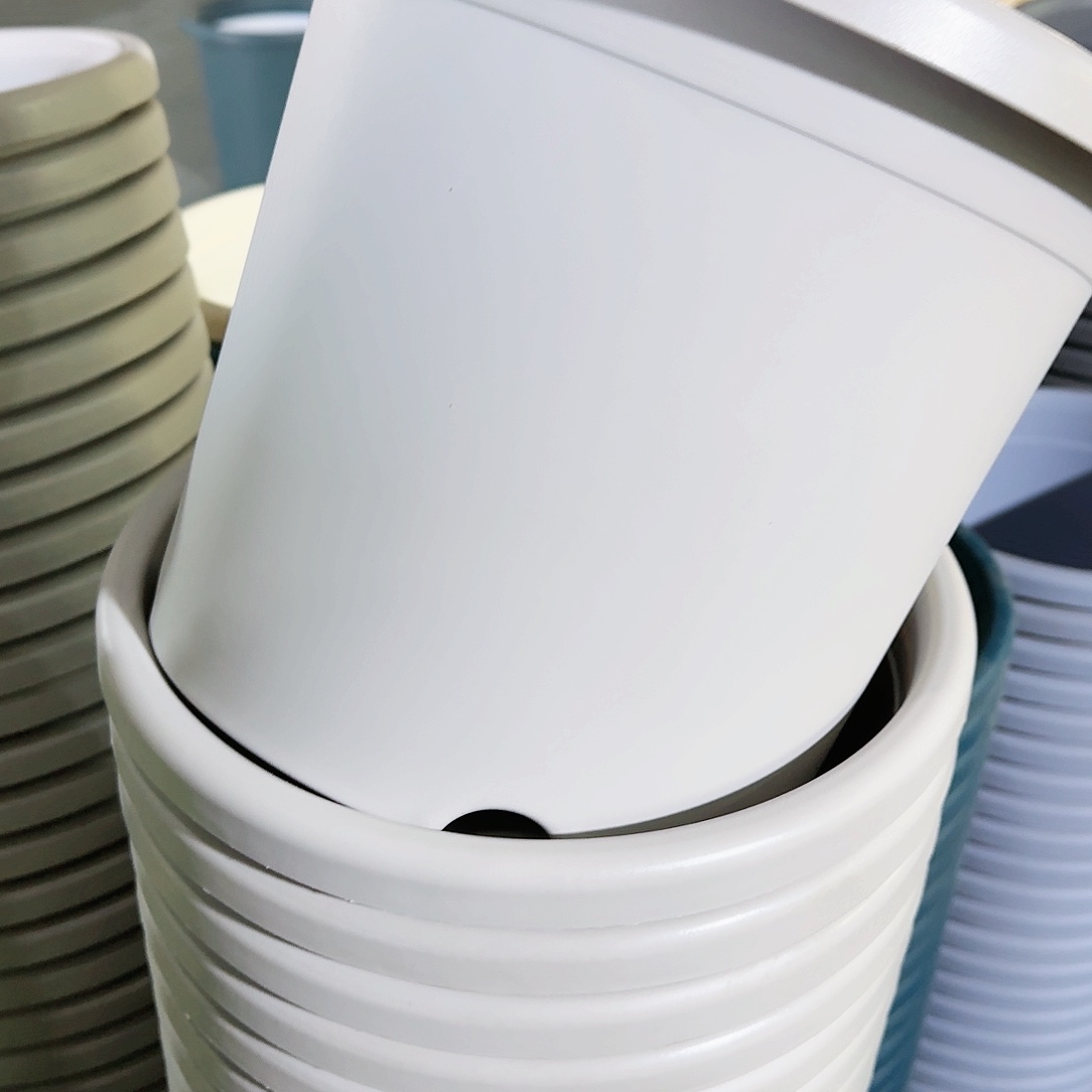 树脂四季盆5#无拖灰白6