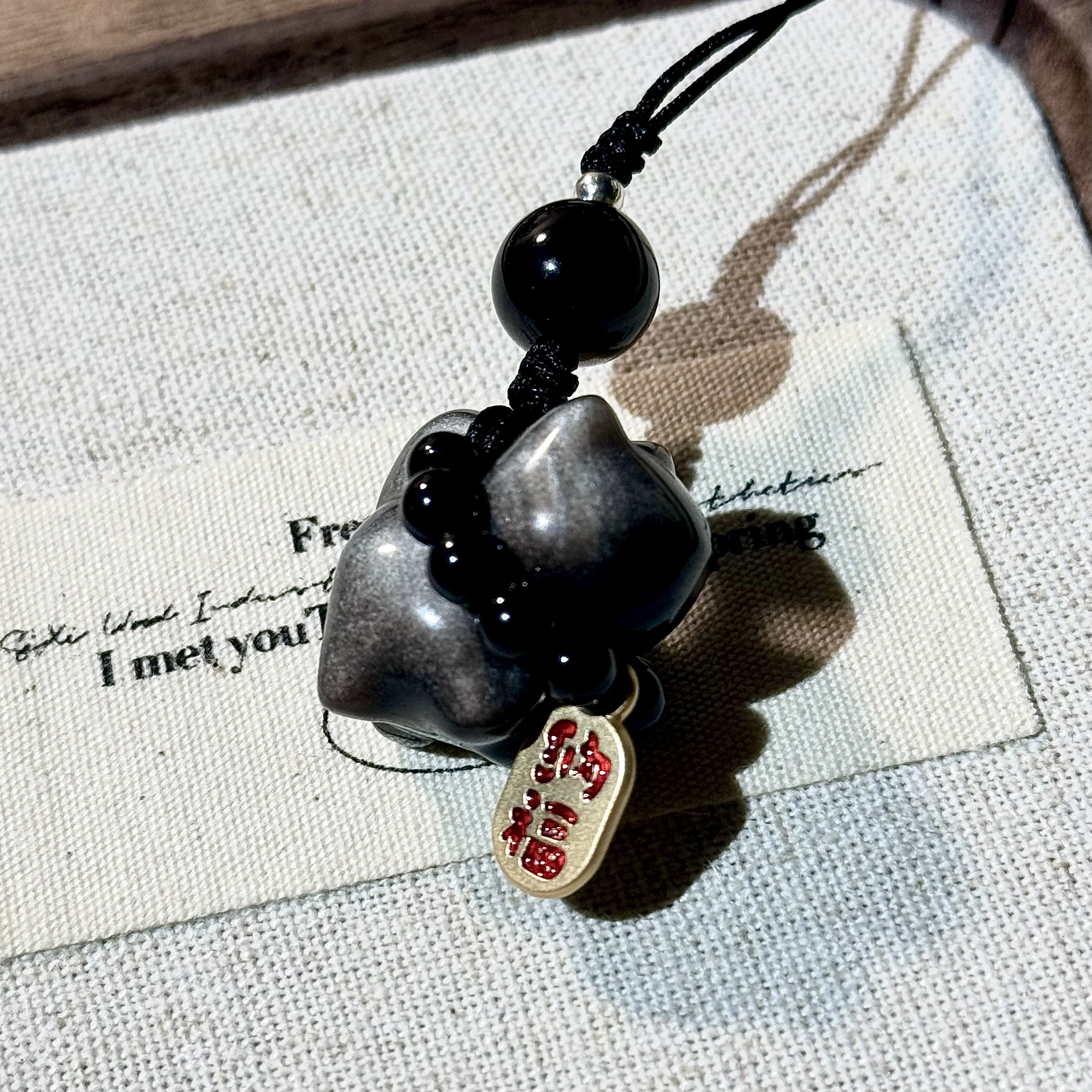 银曜石猫猫手机挂件钥匙挂件吊坠 X102