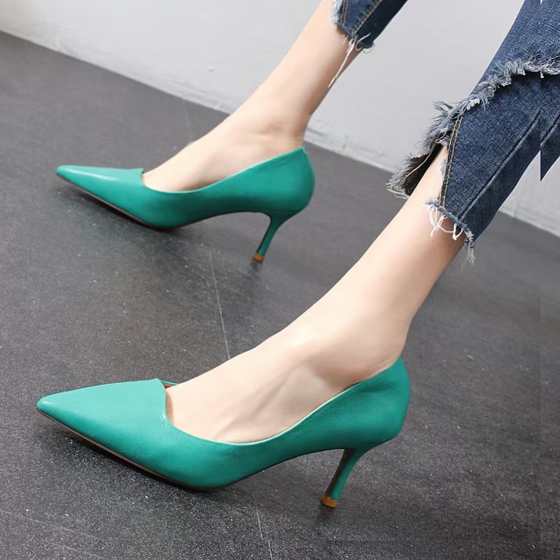 039时尚百搭（200-400）气质细高跟百搭尖头浅口高跟鞋舒适性感女士