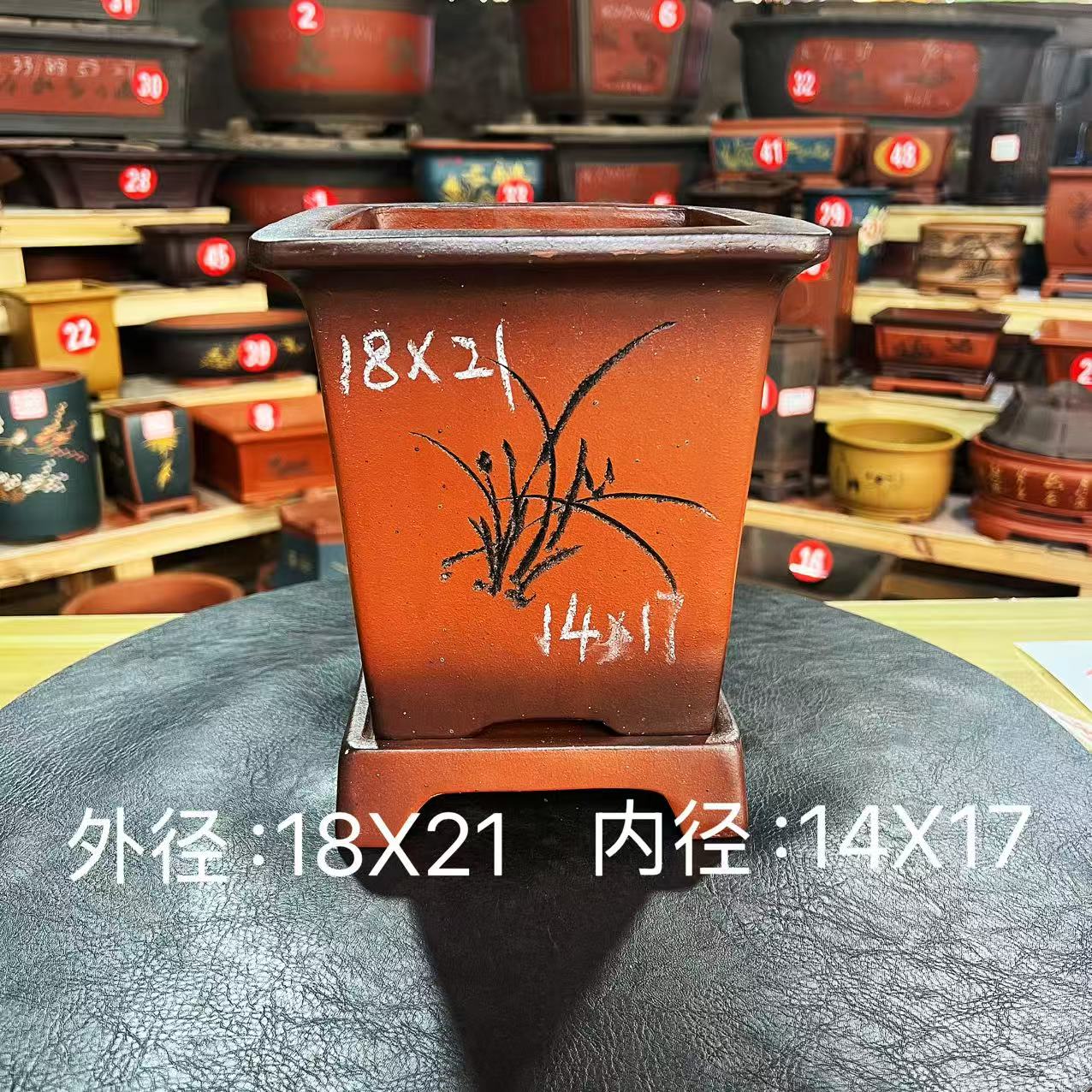 78纯手工仿古做旧款四方兰花盆桌面花卉绿植老桩盆景紫砂花盆