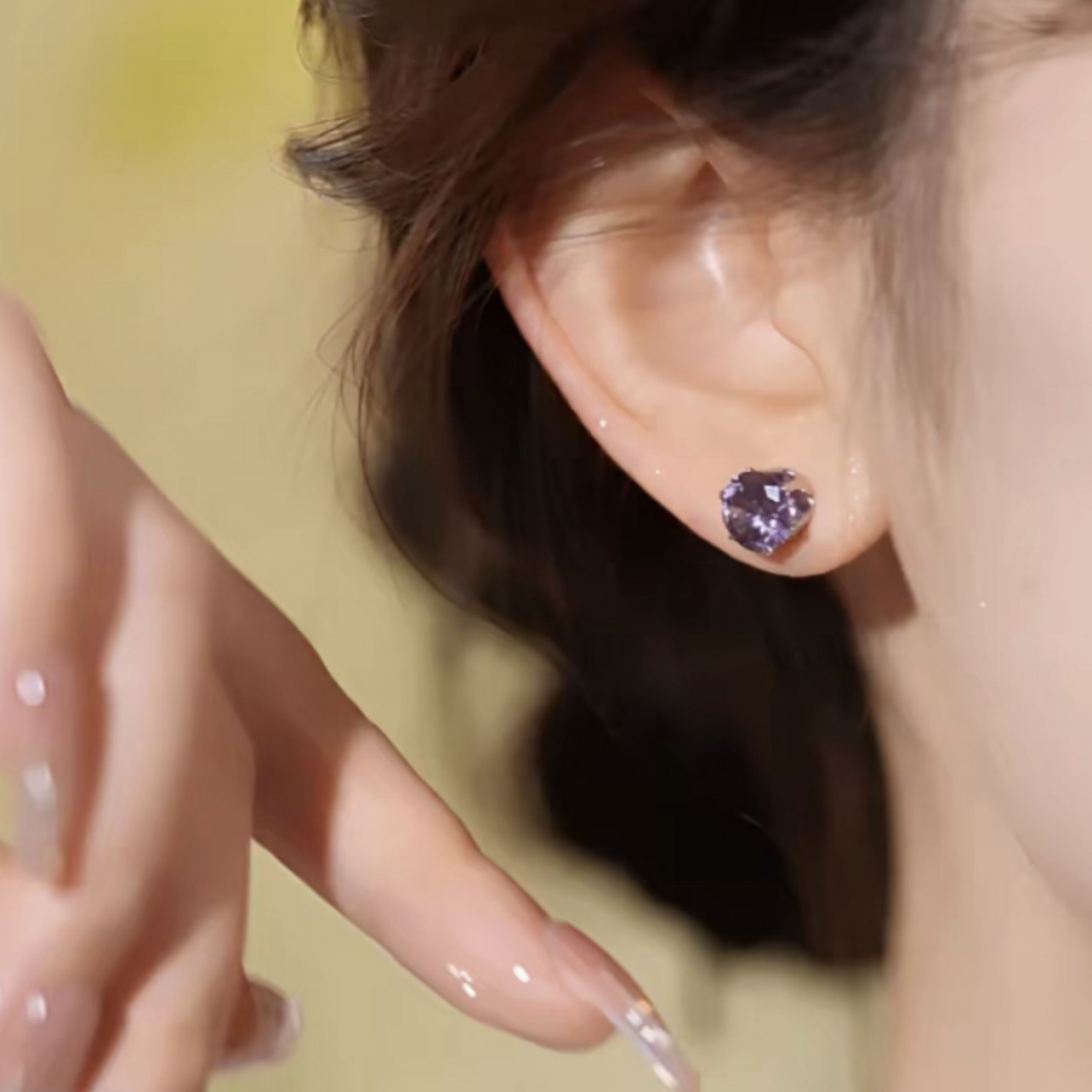 【紫色蔷薇爆闪耳钉】轻奢原创设计耳环高级感精致耳钉