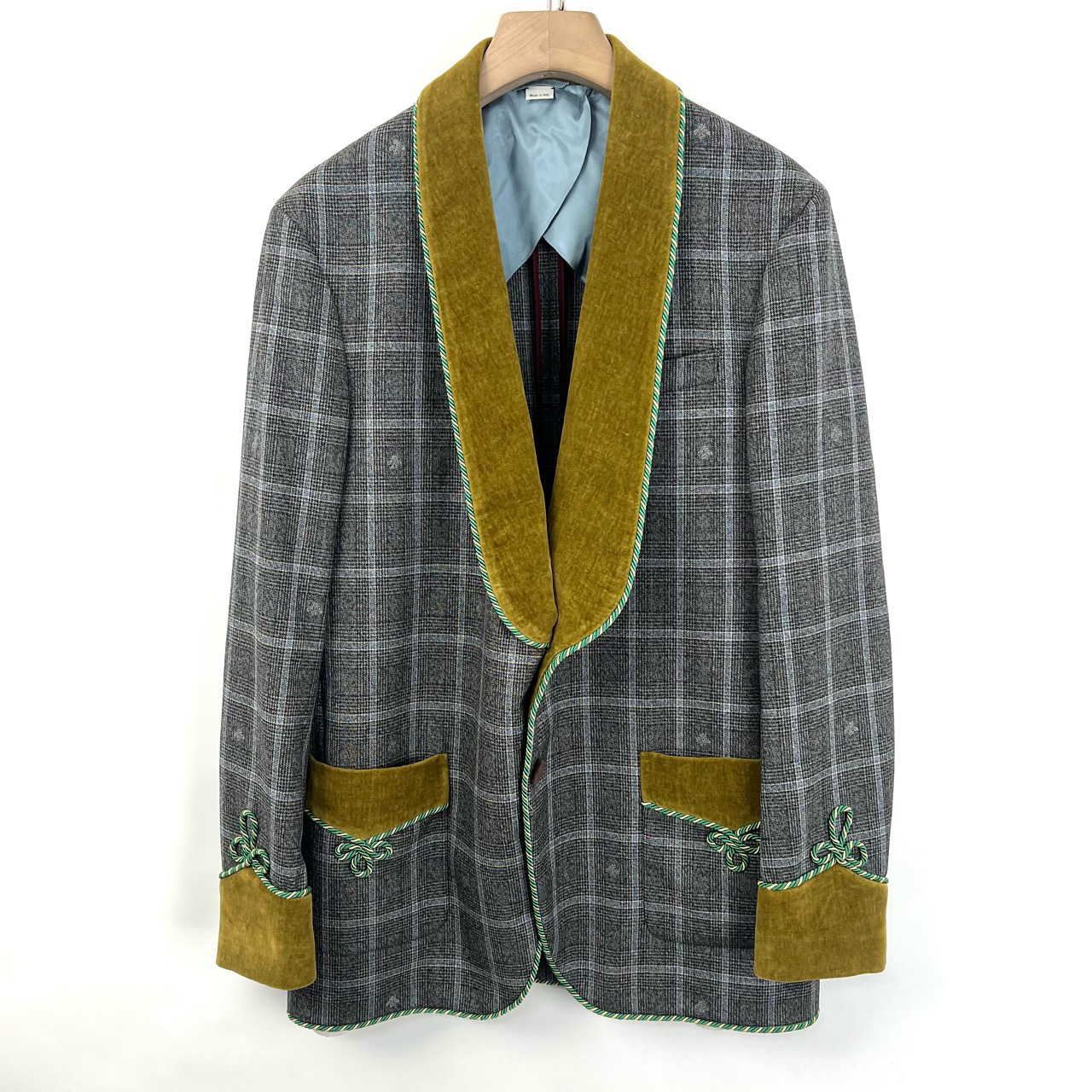 99新 GUCCI/古驰 44码/格纹绳结西装外套/06412