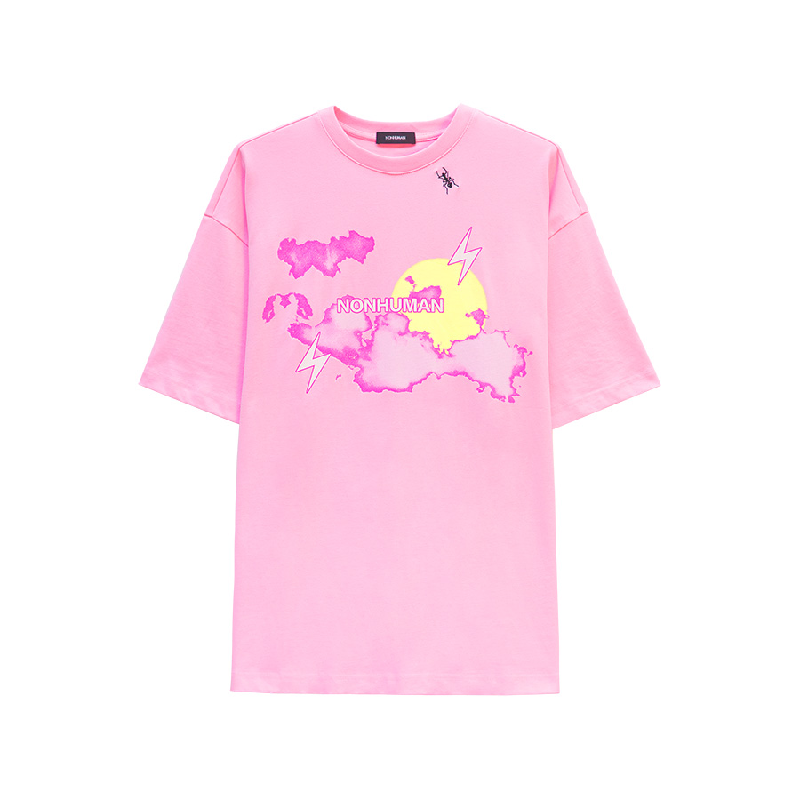 NONHUMAN蚂蚁家云朵太阳印花T恤