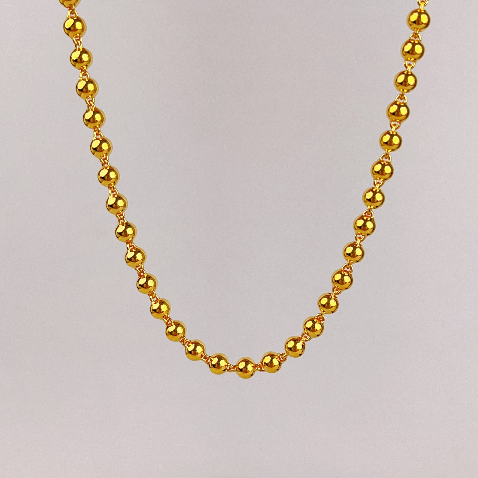 足银银制品 经典银气质简约实心珠珠亮面光面时尚光珠项链百搭