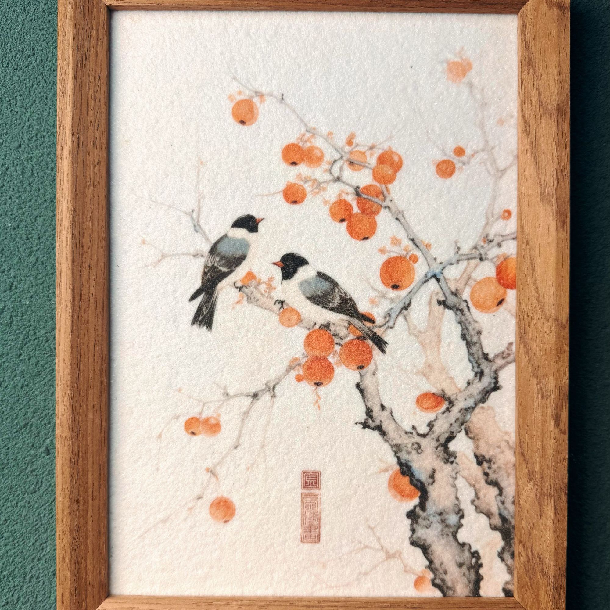 金亭沙画【鹊有好事】装饰画电视柜摆画挂画艺术设计装饰画