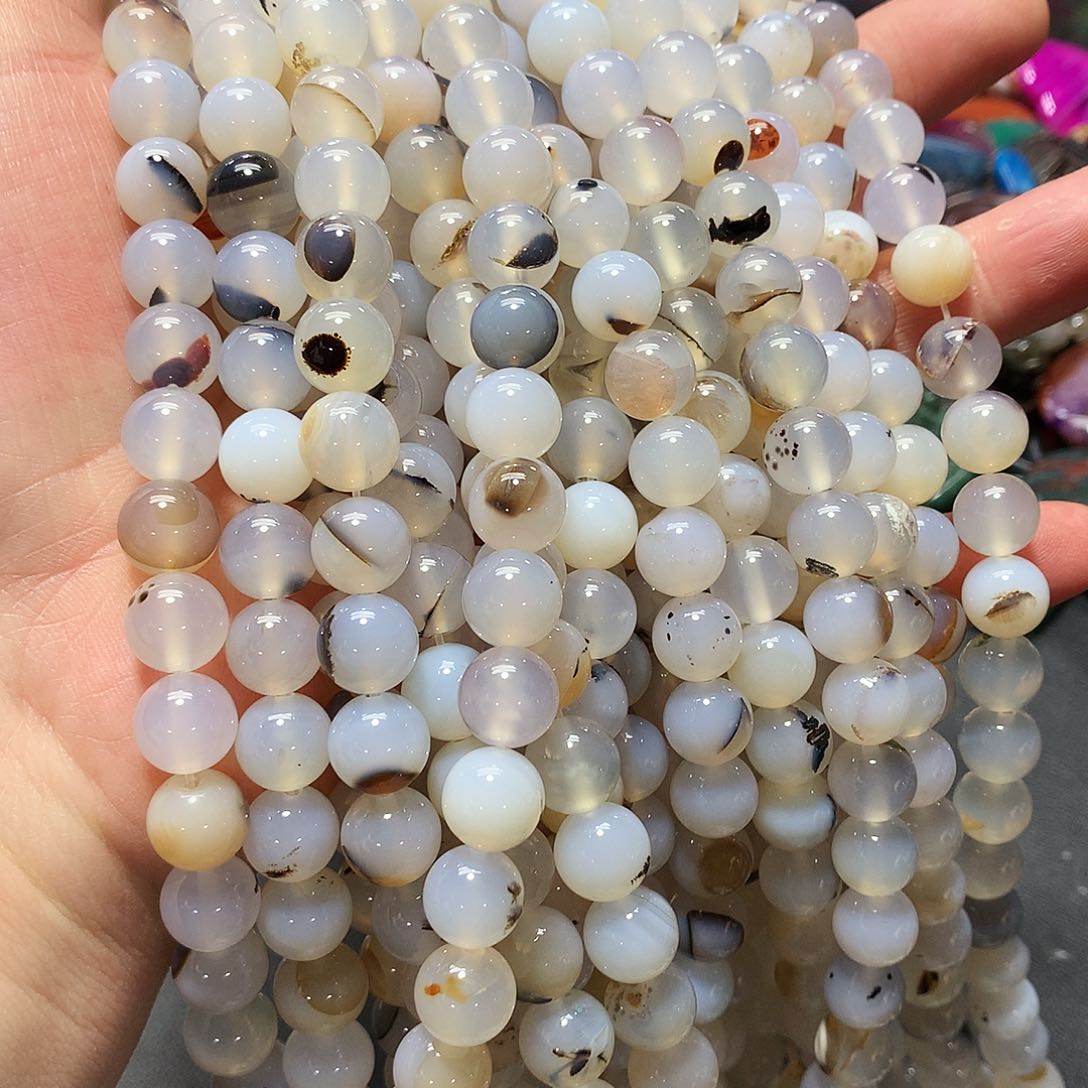 未镶嵌手串玛瑙/玉髓卡10两条天然黑花玛瑙