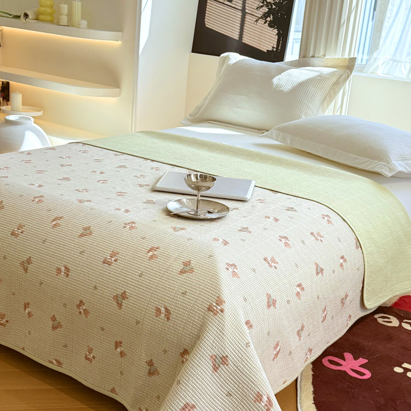 ●全棉砂洗床盖100%纯棉亲肤透气床罩防尘保护套春夏家用可机洗