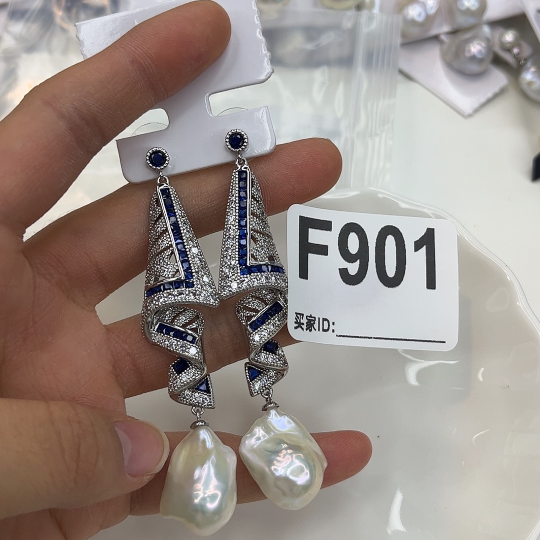 合金淡水珍珠耳饰