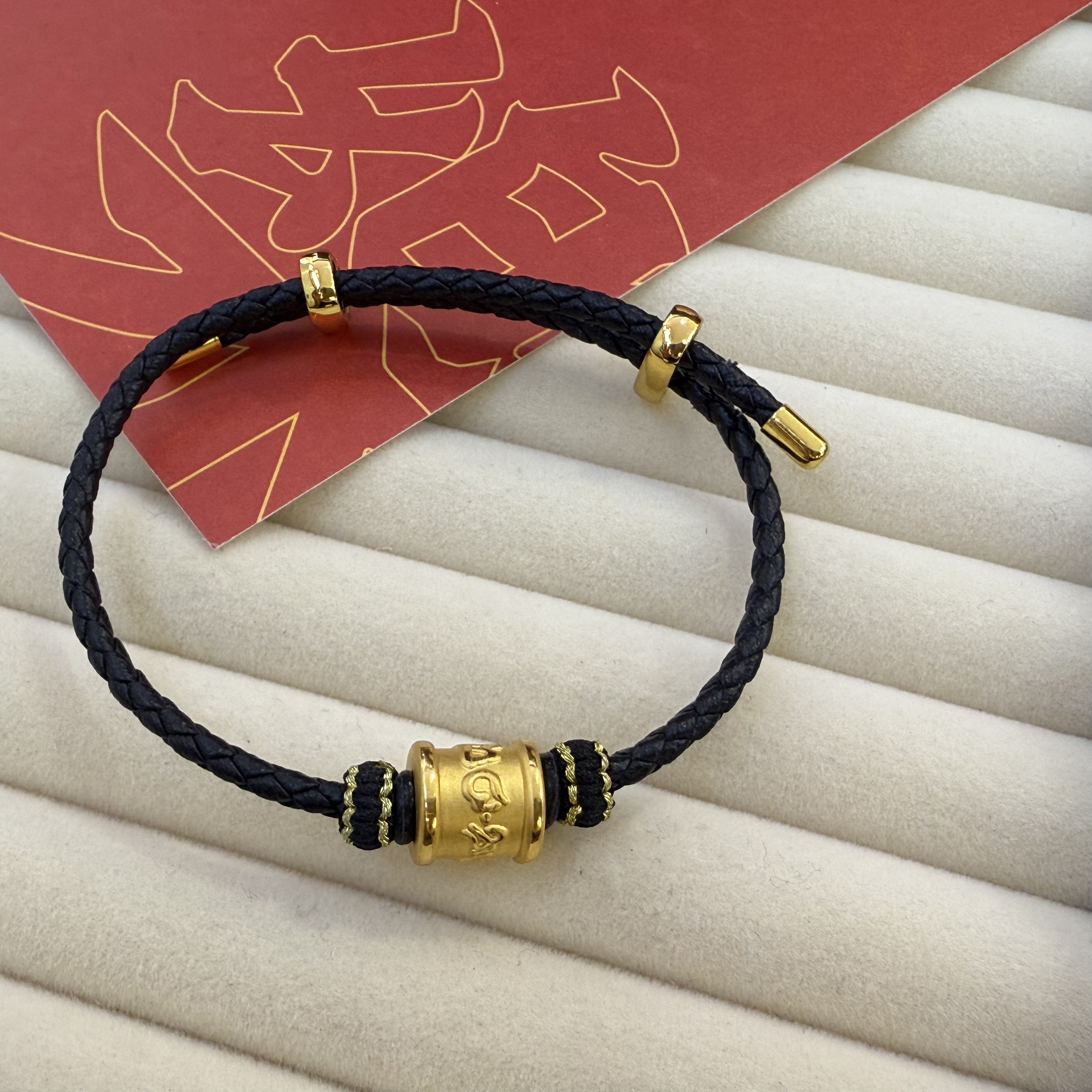 足金999 六字真言精致钢丝绳绳礼物小众满分礼品