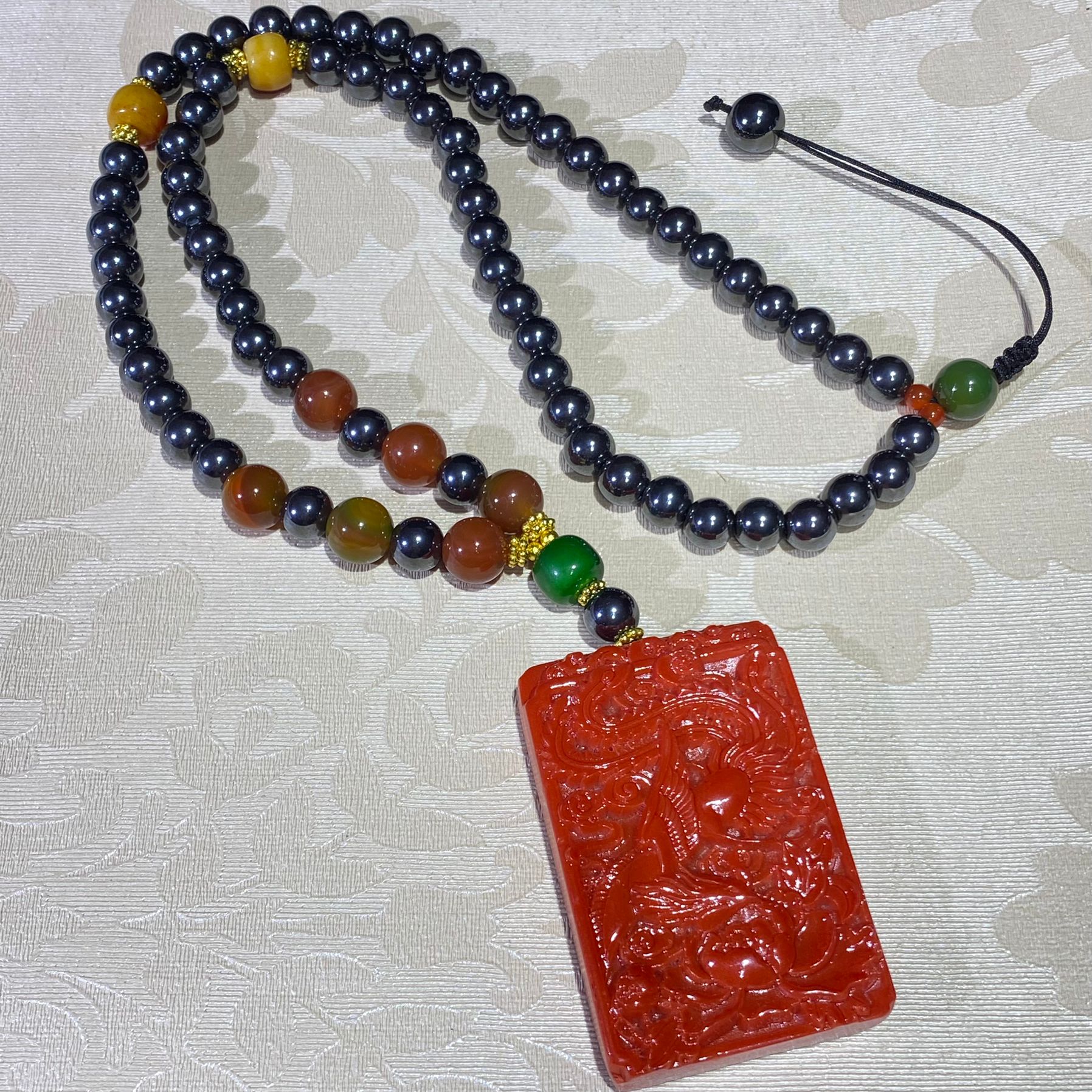 非金属珐琅吊坠 K6441  百搭精美雕刻红色吊坠