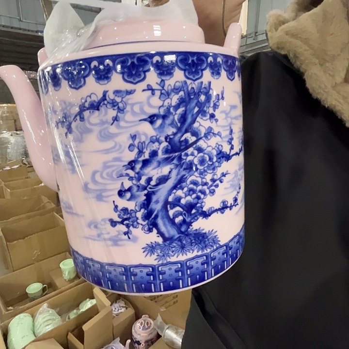 瓷片景德镇陶瓷红嘻嘻喜上眉梢提梁壶