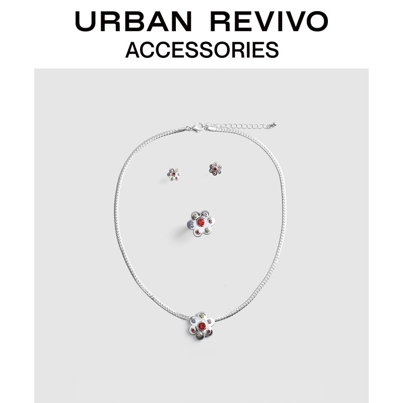 URBAN REVIVO2025冬季新款女士彩钻花型首饰套装UAYA50424