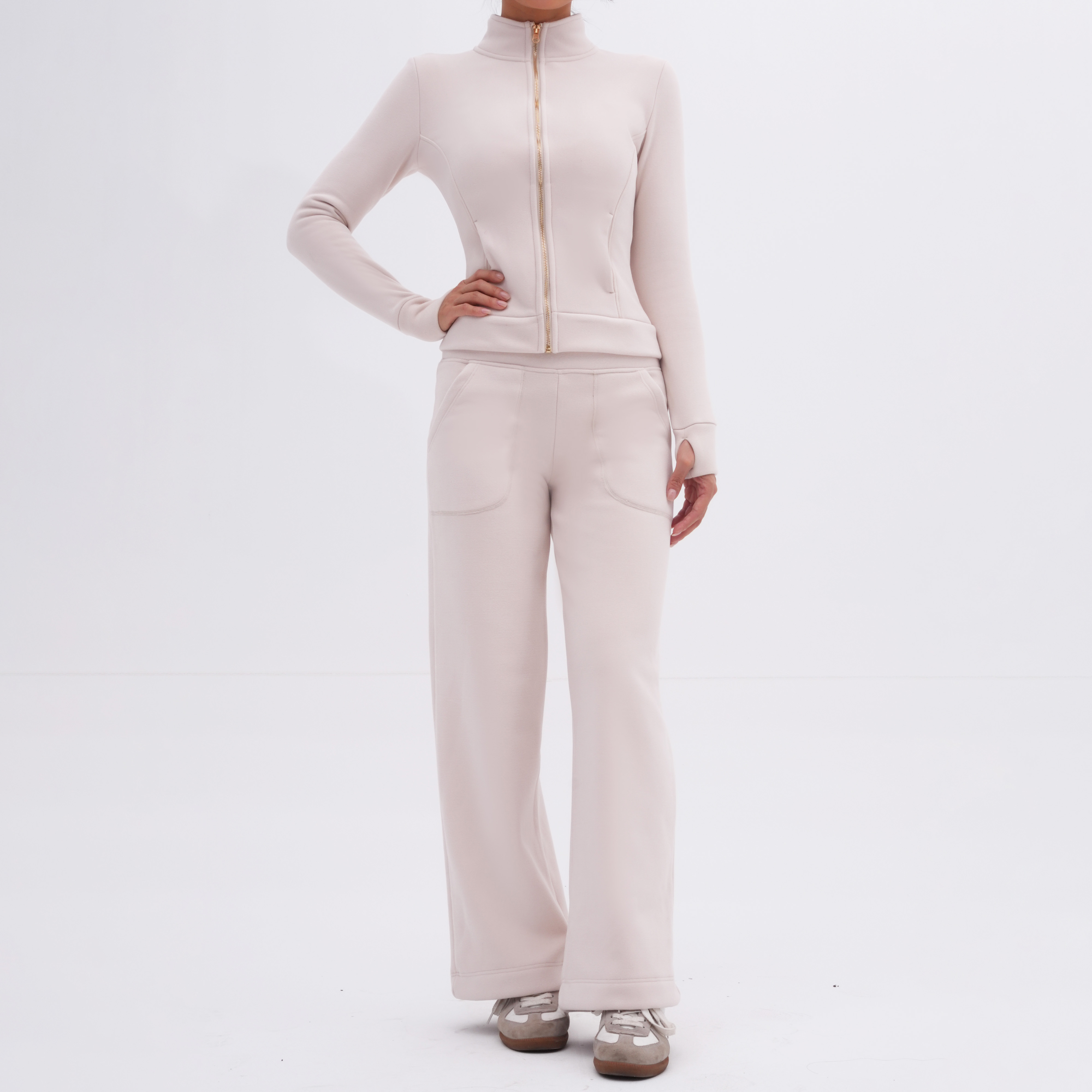 极简风加绒立领外套运动拉链上衣女瑜伽服休闲003