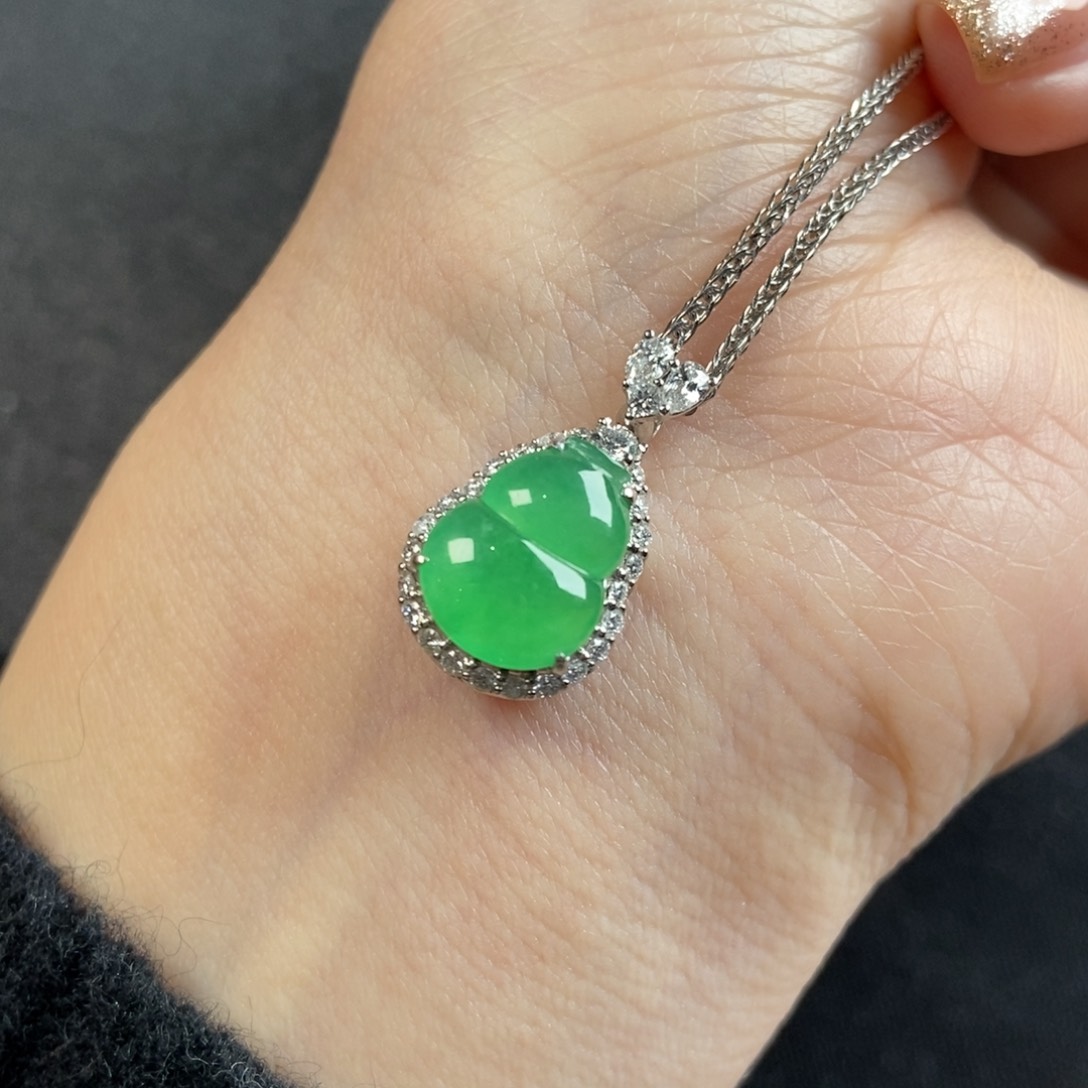 翡翠颈饰18K金镶嵌mini尺寸