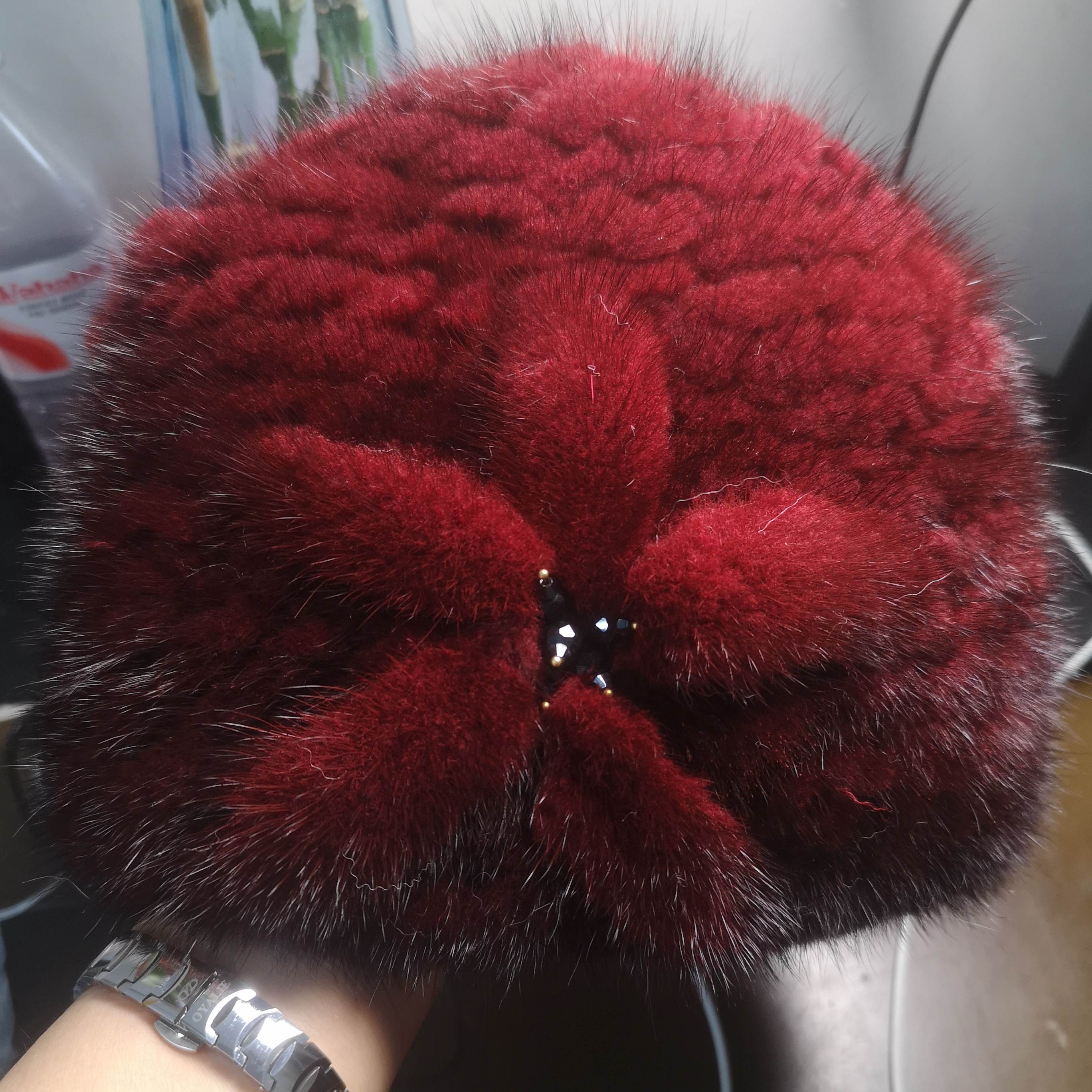 皮草帽子女冬季加厚保暖护耳中老年妈妈包头帽编织时尚