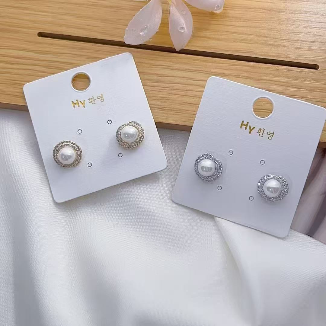 非金属耳饰 淡水极光圈圈珍珠耳钉（FJ）#0528