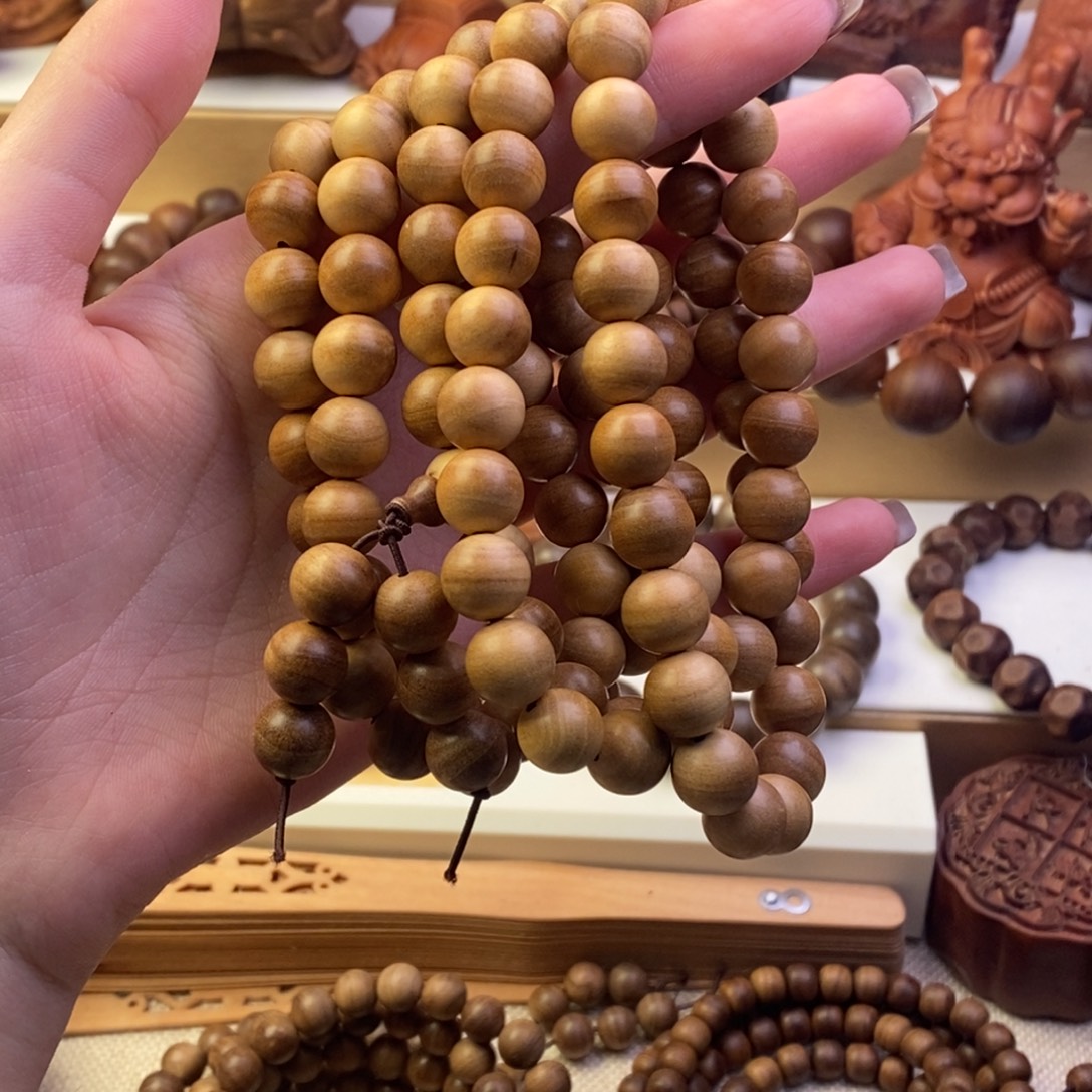 还***气手串/手链檀香木老山檀香1.0横纹黄肉多圈奶香