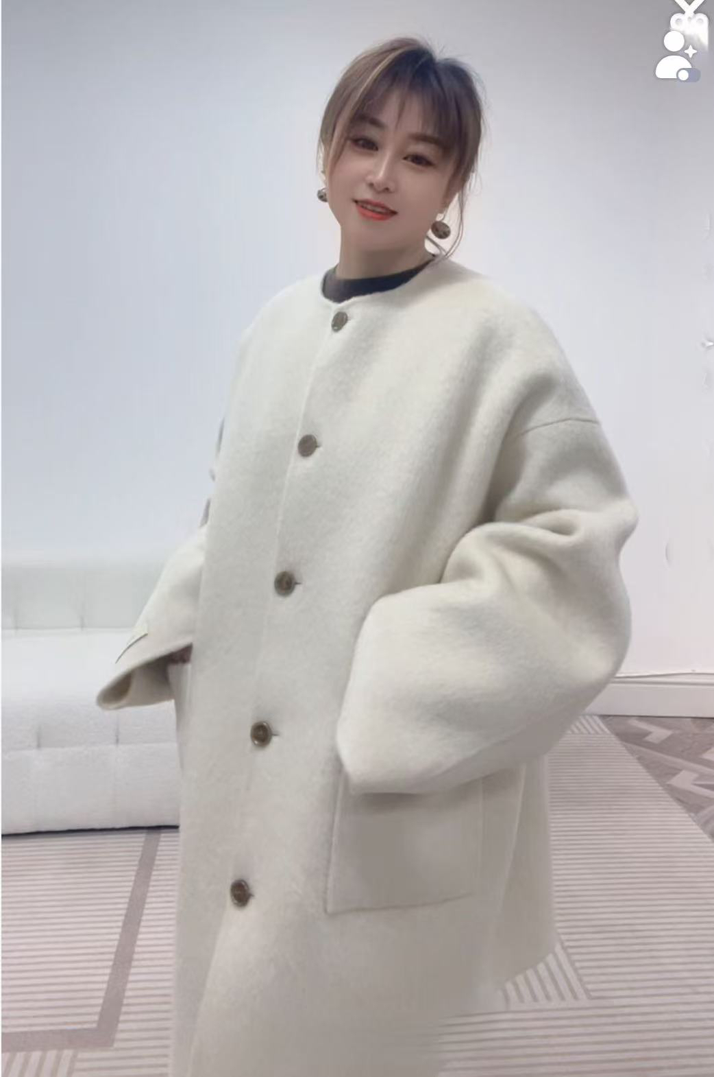 韩国原版极简宽松显瘦单排扣女气质百搭大衣