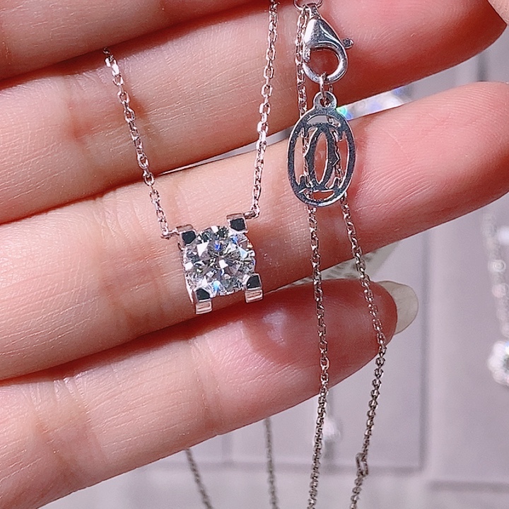 实验室培育钻石铂Pt950镶嵌颈饰1克拉经典牛头项链