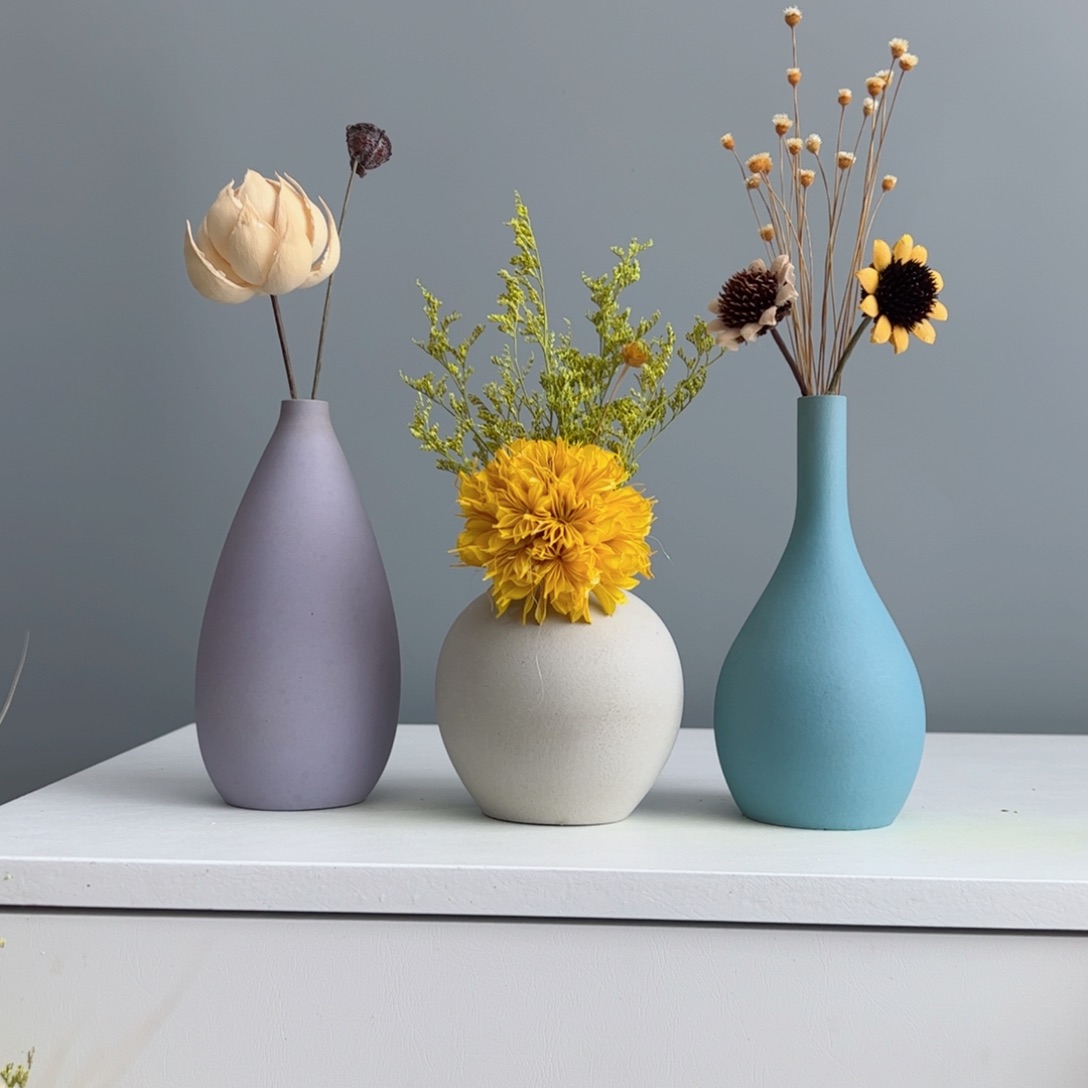 摆件陶瓷小花瓶摆件含花总高约20-30cm