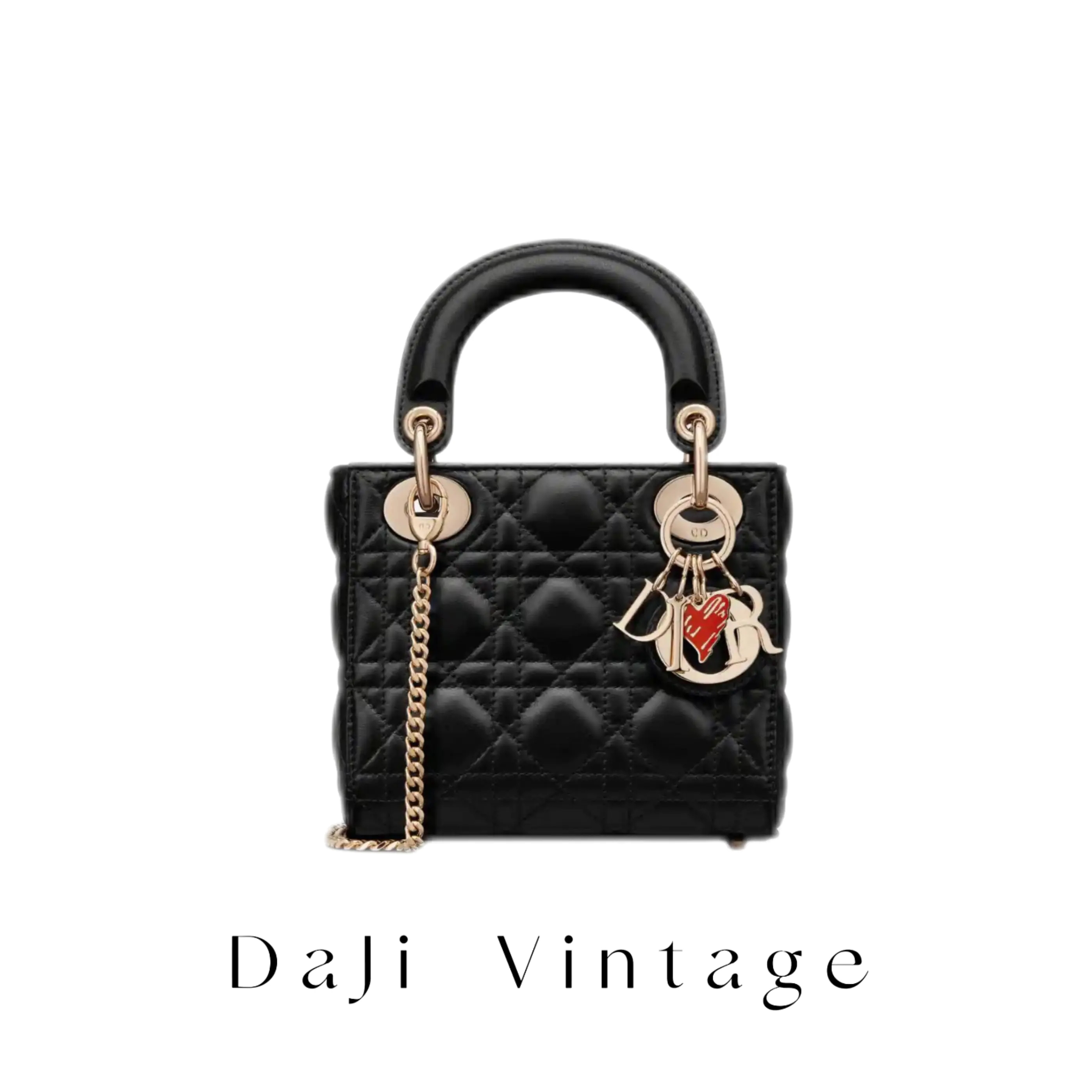 99新 DIOR/迪奥 大吉中古th/Dior迪奥黑金三格七夕限定戴妃手提包