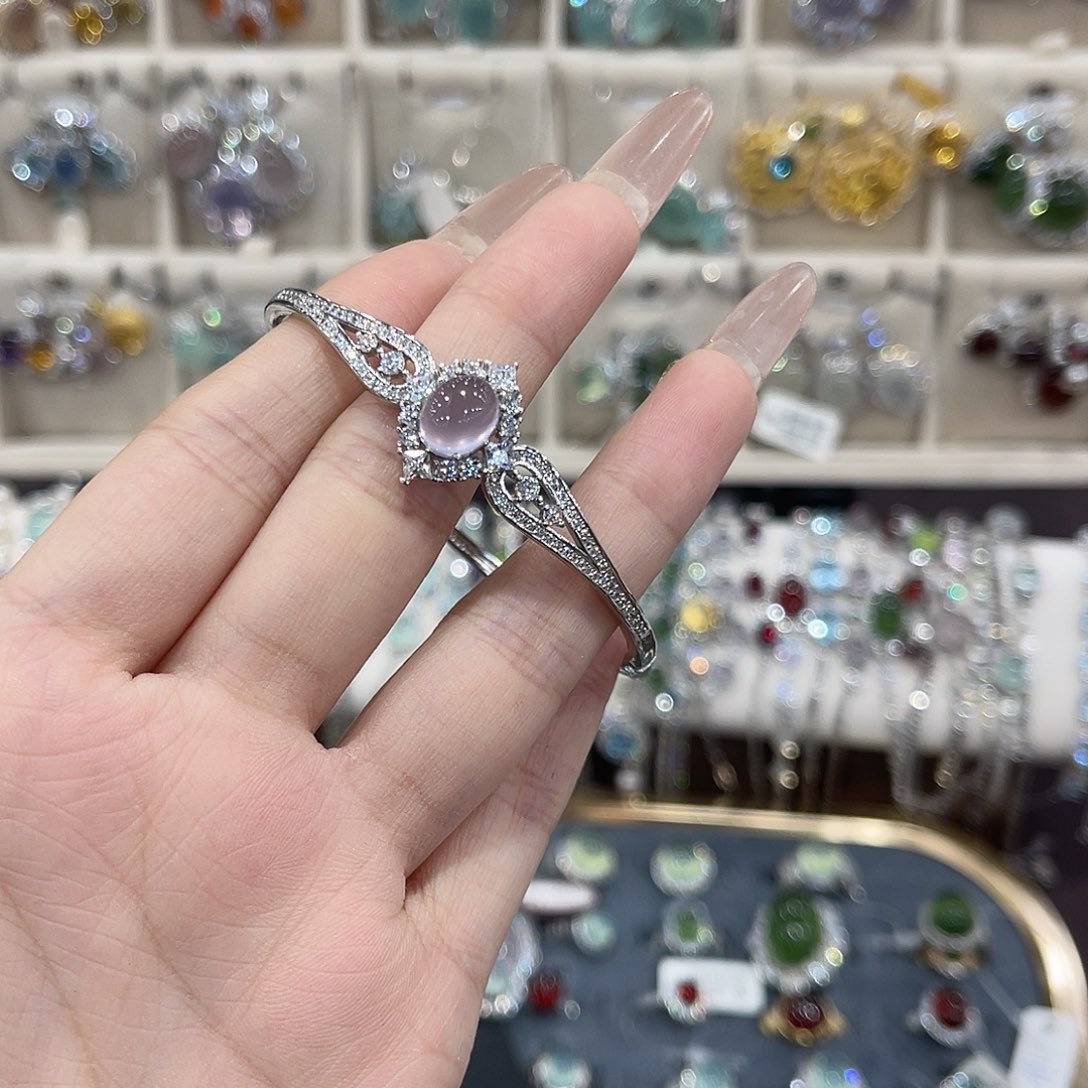 那***办手镯银S925镶嵌萤石