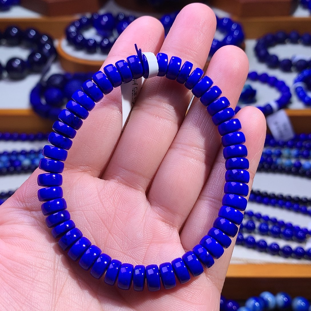 青金石未镶嵌手串7.2m顶级克莱因蓝药片1717