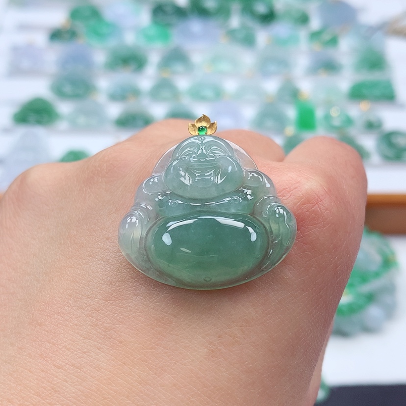 【闪购商品】翡翠吊坠(赠链)18K金镶嵌