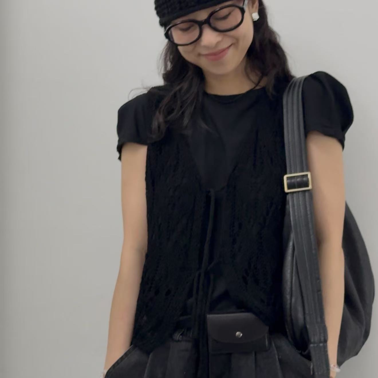 ｛귤 언니｝et两面穿镂空韩风背心