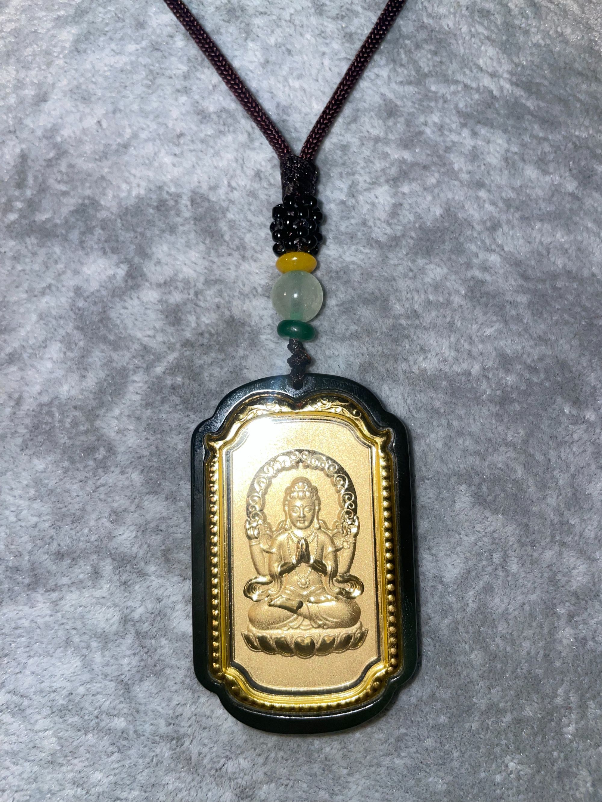 A-200【处理】-精美大气 原创设计民族风墨牌金观音生肖挂件