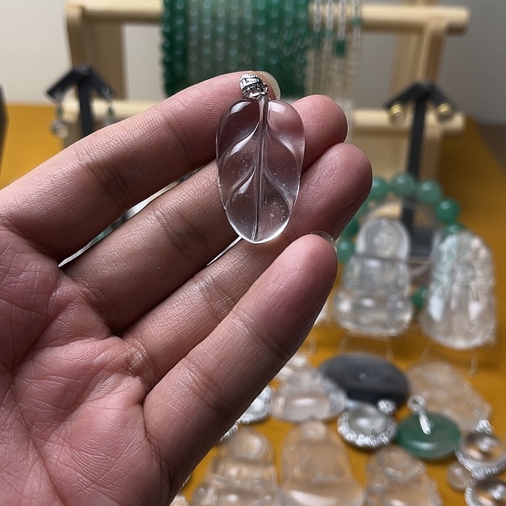 石英质玉叶子银S925镶嵌晴*好