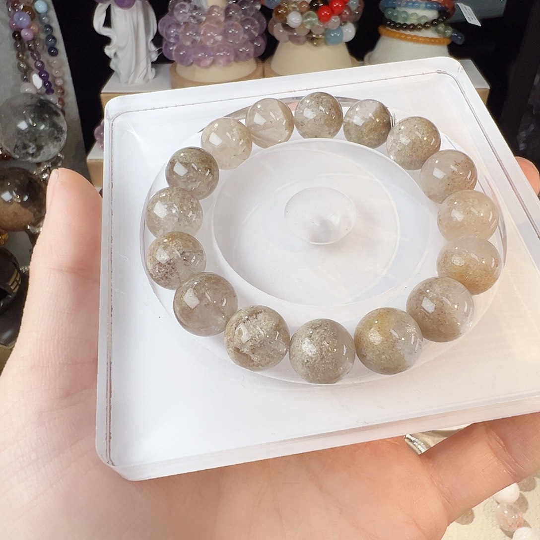 水晶未镶嵌手串白幽灵半盆   