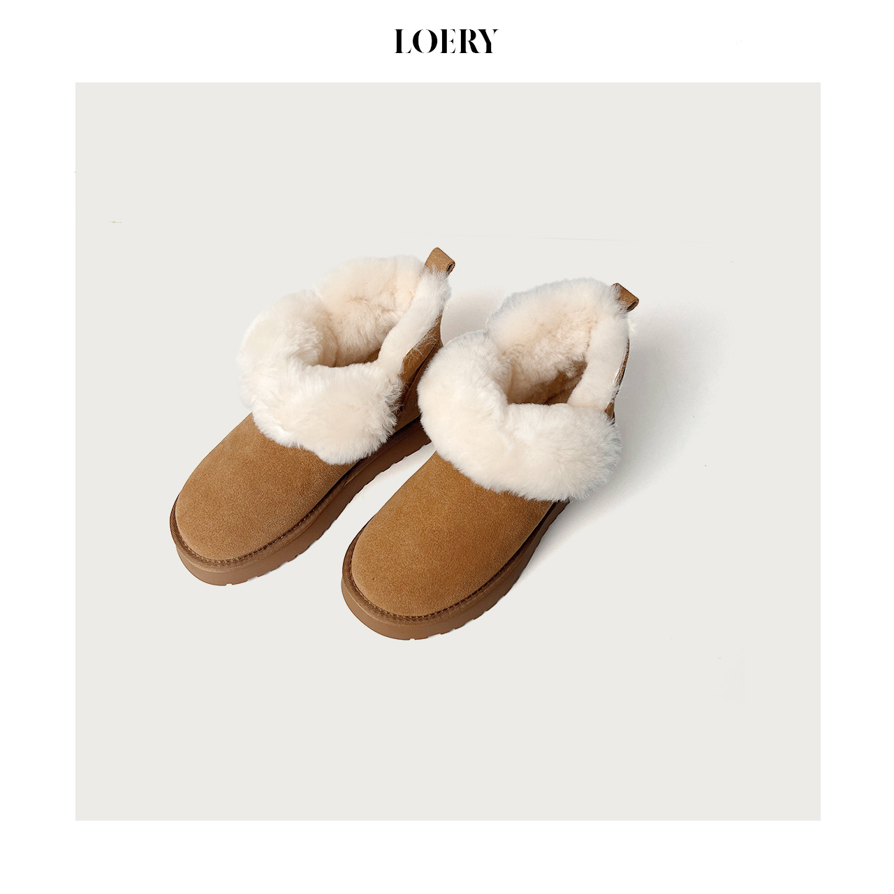 LOERY【温暖午后】经典毛绒厚底防滑舒适加厚保暖棉靴6002