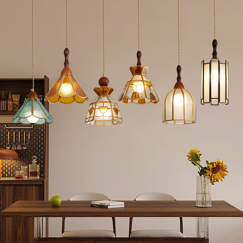 法式中古风吊灯卧室床头灯全铜美式复古创意餐厅吧台书房氛围灯具