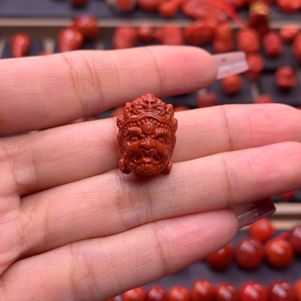 【闪购商品】南红玛瑙大黑天13mm➕未镶嵌二*红