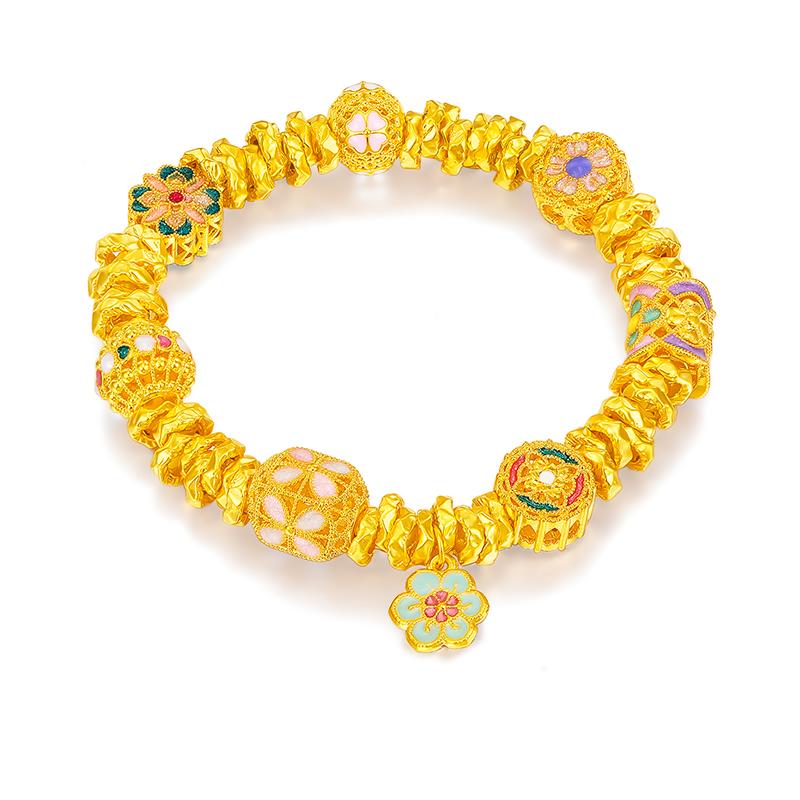 福满圆珠宝3 足金999投资金 盘缠多巴胺花丝珠