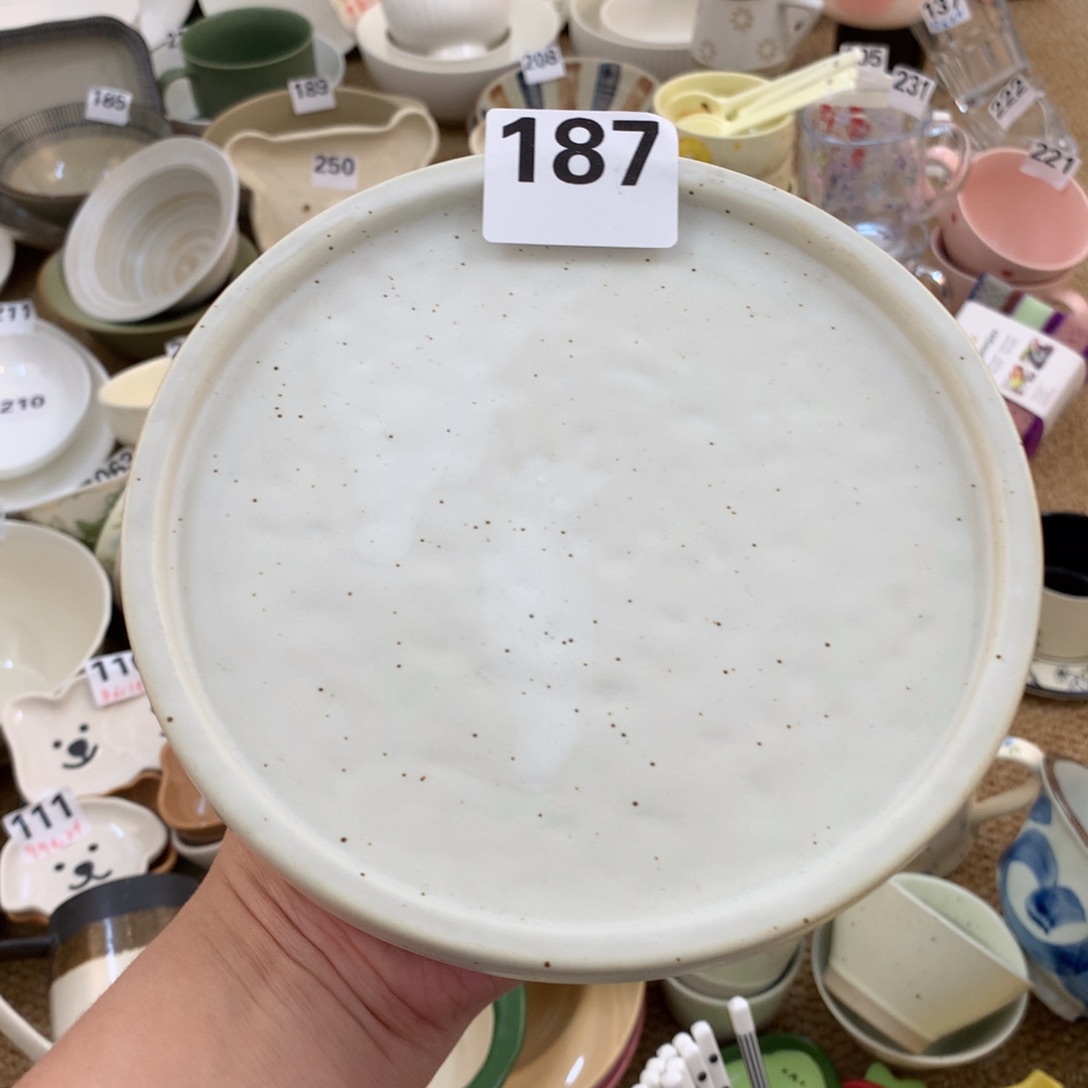 6.5英寸芝麻釉白色平盘1个装