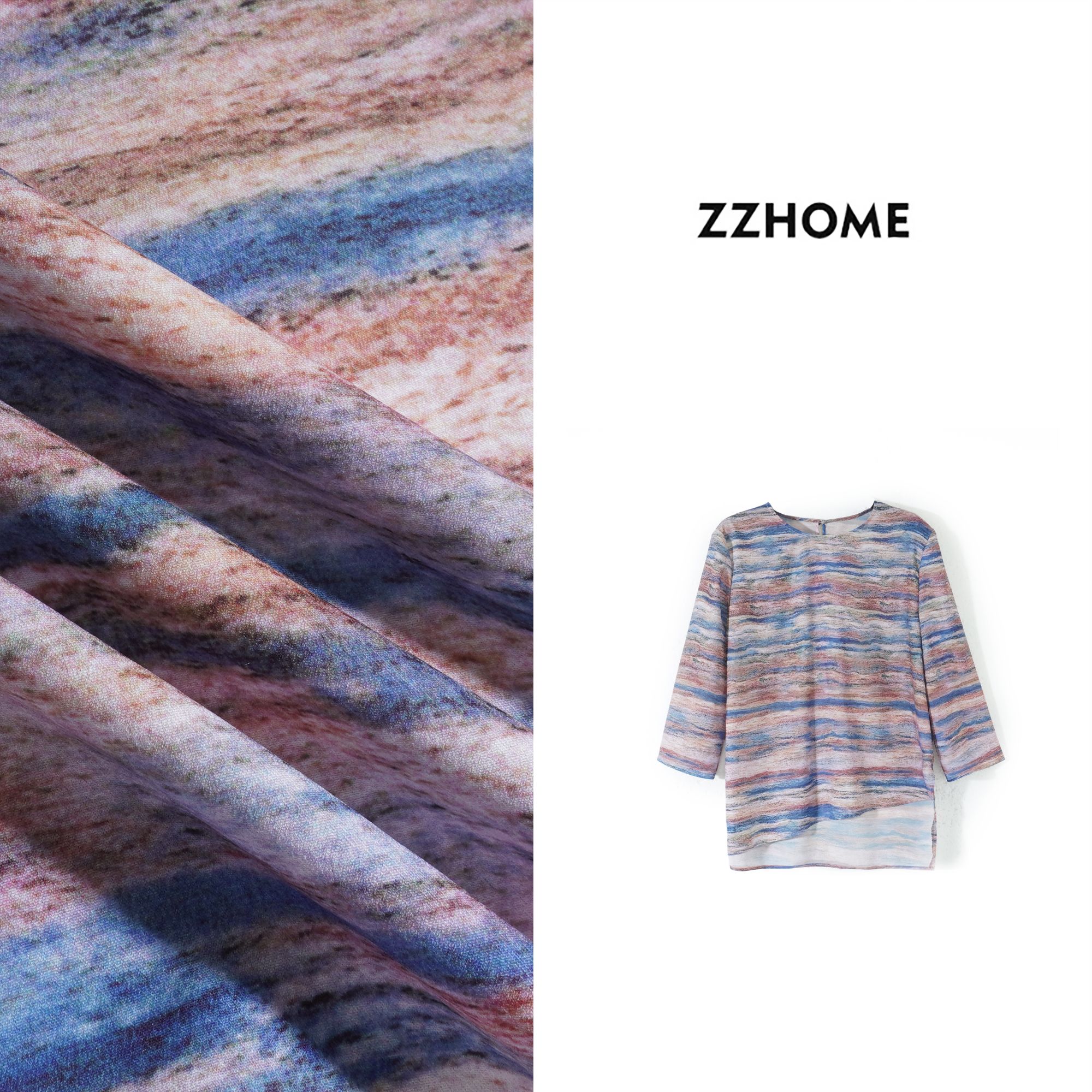 ZOZO HOME | 纹理之美彩虹配色彩条不对称高级感短袖t恤q173726p