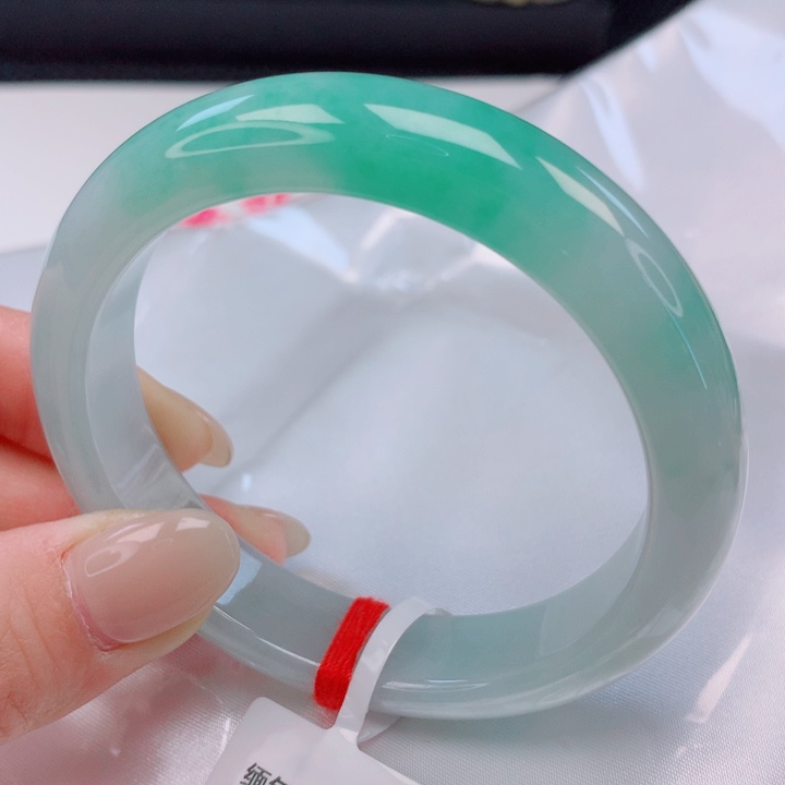 翡翠未镶嵌手镯57圈口高货高品质