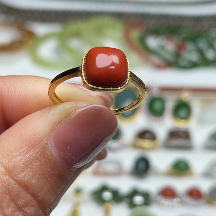 南红玛瑙银S925镶嵌戒指